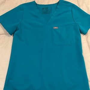 Figs teal Catarina scrub top.